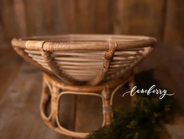 Newborn Photo Shoot Posing Bed Rattan Basket Baby Photography Props Handmade Vintage Chair For Boys Girls Fotografia Acessorio