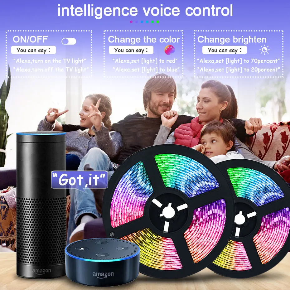 Смарт WI FI прокладки СИД светильник работать с Alexa Google Assistant голосовое Управление