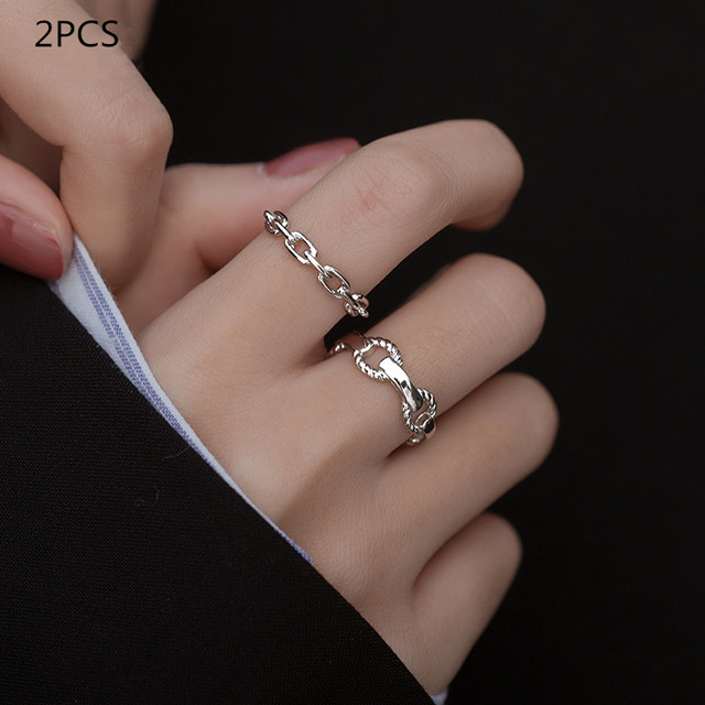 Color Hollowed Heart Shape Open Ring Set Design Cute Fashion Love Jewelry For Women Girl Gifts Adjustable Birthday Party