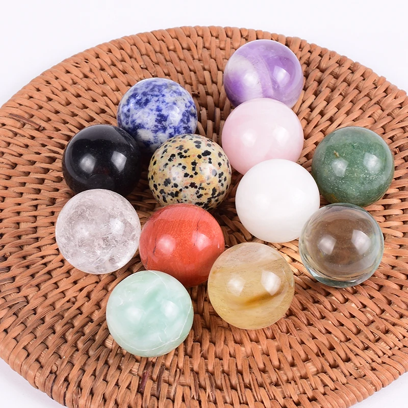 5 pcs/Set Crystal Ball Undrilled Beads 25mm Natural Stone Mixed Sphere Chakra Quartz Healing Reiki Craft Home Decorative | Дом и сад