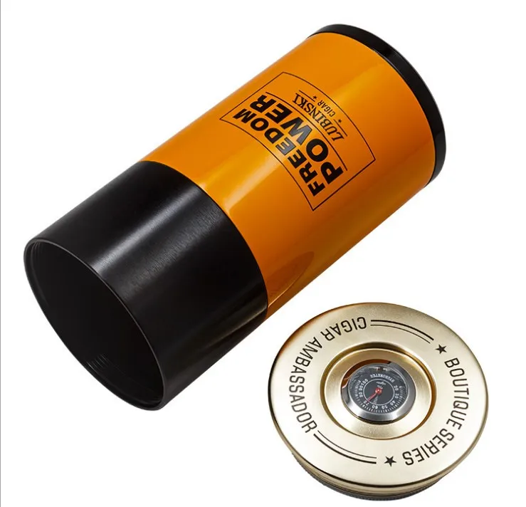 

LUBINSKI Cigar Case Humidor Large Moisturizing Tube Pot Travel with Humidifier and Hygrometer Hold 7 Cigars TU-055