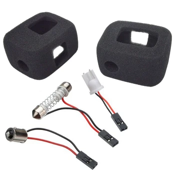 

4 Pcs Accessories: 2 Pcs Pure Panel 1210 SMD LED T10 W5W Ba9S Adapter 24 / C5W Shuttle Bulb & 2 Pcs Foam Windshield Windsn H