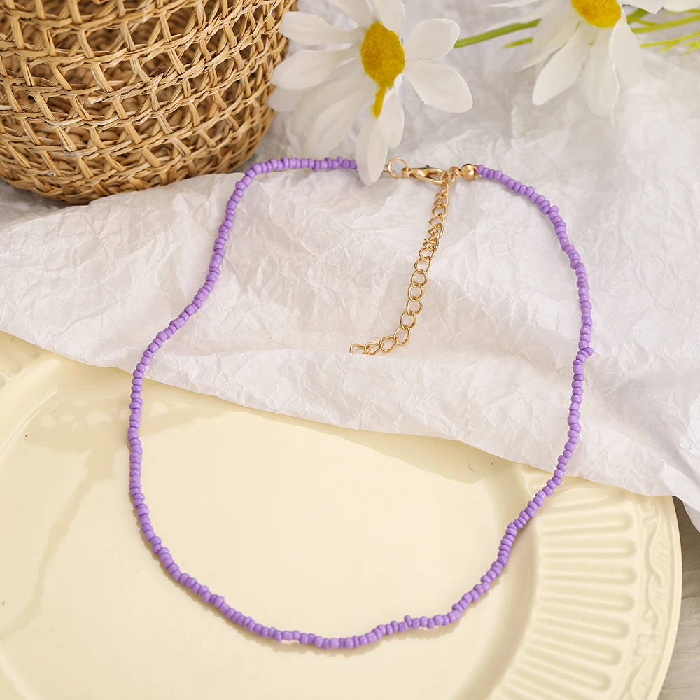 2021 New Lovely Daisy Flower Colorful Beads Pearl Clavicle Choker Necklace for Women Girls Spring Summer Jewelry Wholesale 