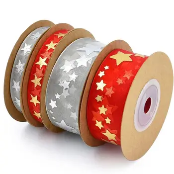 

1 Roll Christmas Packing Ribbon Exquisite Gift Decorative Ribbon Five-pointed Star Ribbon DIY Ribbon for Party Store Home