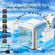 Мини портативный кондиционер увлажняюший очиститель USB 7 цветов легкий Настольный вентилятор охладителя воздуха с 2 резервуарами для воды дома