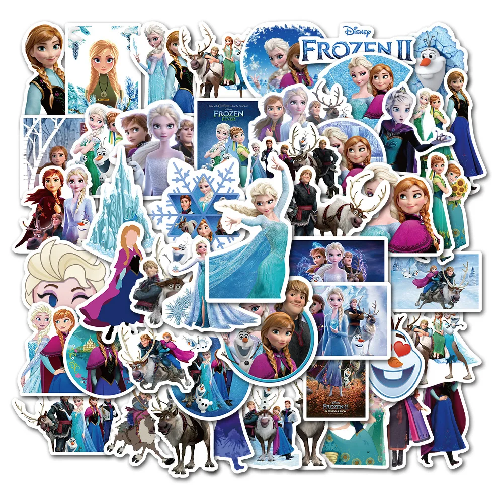 50 Uds Disney pegatina princesa Frozen 2 pegatina princesa computadora frigorífico lavadora teléfono calcomanías decorativas