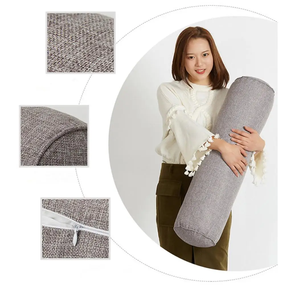 

TPFOCUS 15*40cm Removable Solid Color Round Cervical Pillow Bed Roll Cushion Head Leg Back Support Light Travel Column Pillow
