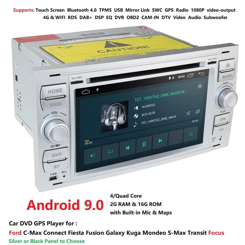 Clearance 4G Android 9.0 7" DAB+ DVD Radio Player GPS sat nav Navigatio for FORD TRANSIT FOCUS C-MAX S-MAX FIESTA GALAXY FUSION WiFi 2 din 0