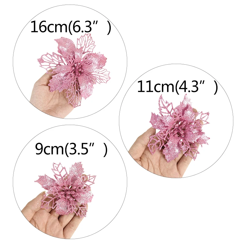 5 sztuk 9-16cm brokat sztuczne świąteczne kwiaty ozdoby na choinkę dla domu sztuczne kwiaty boże narodzenie ozdoby wystrój nowego roku 6 5 sztuk 9-16cm brokat sztuczne świąteczne kwiaty ozdoby na choinkę dla domu sztuczne kwiaty boże narodzenie ozdoby wystrój nowego roku 6