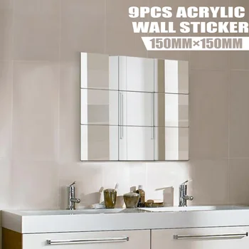 

9pcs Mirror Wall Stickers Living Room Bedroom Acrylic mirror Square Adhesive Decals For Wall Mural Modern DIY Art Home Decor