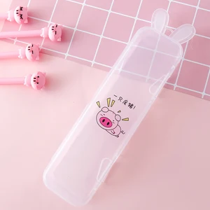 Little Pig 4 Милый чехол с кроличьими ушками прозрачный ПП-пластик коробка для хранения ручек Детские офисные школьные принадлежности для девочек estojo escolar CL-19138 - Цвет: Little Pig 4