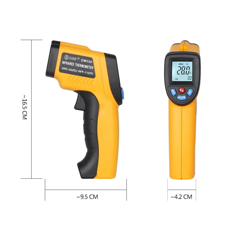 ЖК-Инфракрасный термометр BSIDE GM320 Бесконтактный цифровой пирометр измеритель температуры пистолет точка-50~ 380 градусов