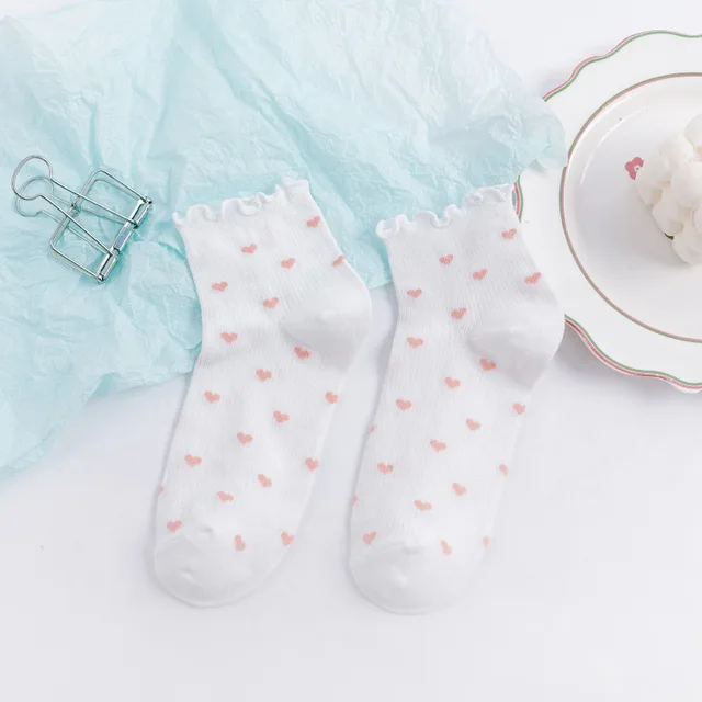 frilly japan cute socks ruffle kawaii harajuku women calcetines mujer chaussette femme skarpetki damskie white happy cotton sock Light Khaki