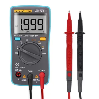 

ZT98 Digital Multimeter Portable AC/DC Ammeter Voltmeter Ohm LCD Display Backlight Multimeter Diode and Continuity Test Gauge