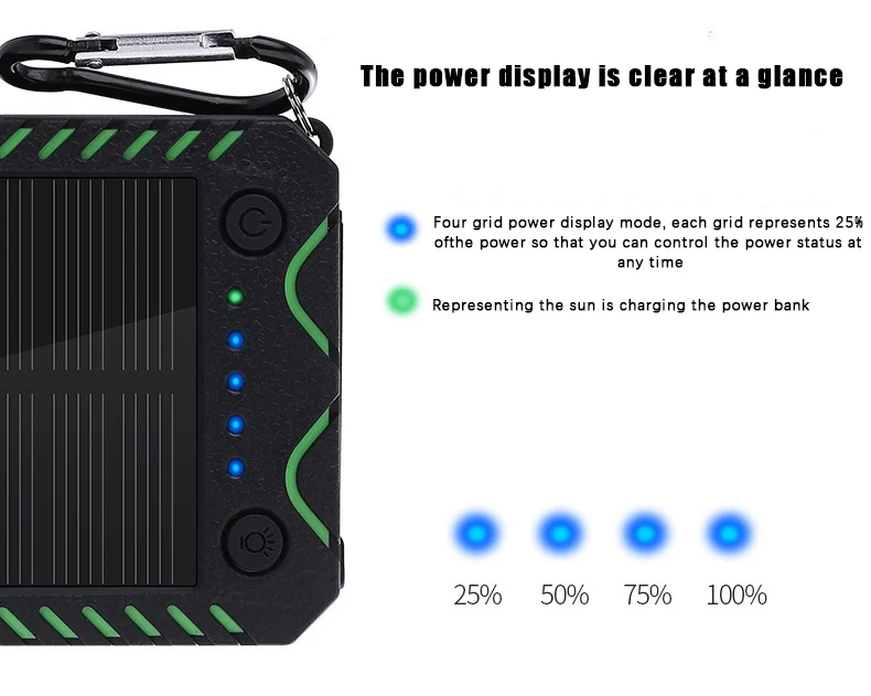  Hot Sell 30000mAh Solar Power Bank Dustproof Waterproof Portable Charger with LED Compass for Xiaom