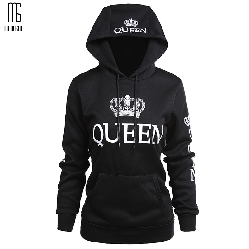 KING Queen/зимние женские толстовки с капюшоном свитшоты размера плюс пуловеры