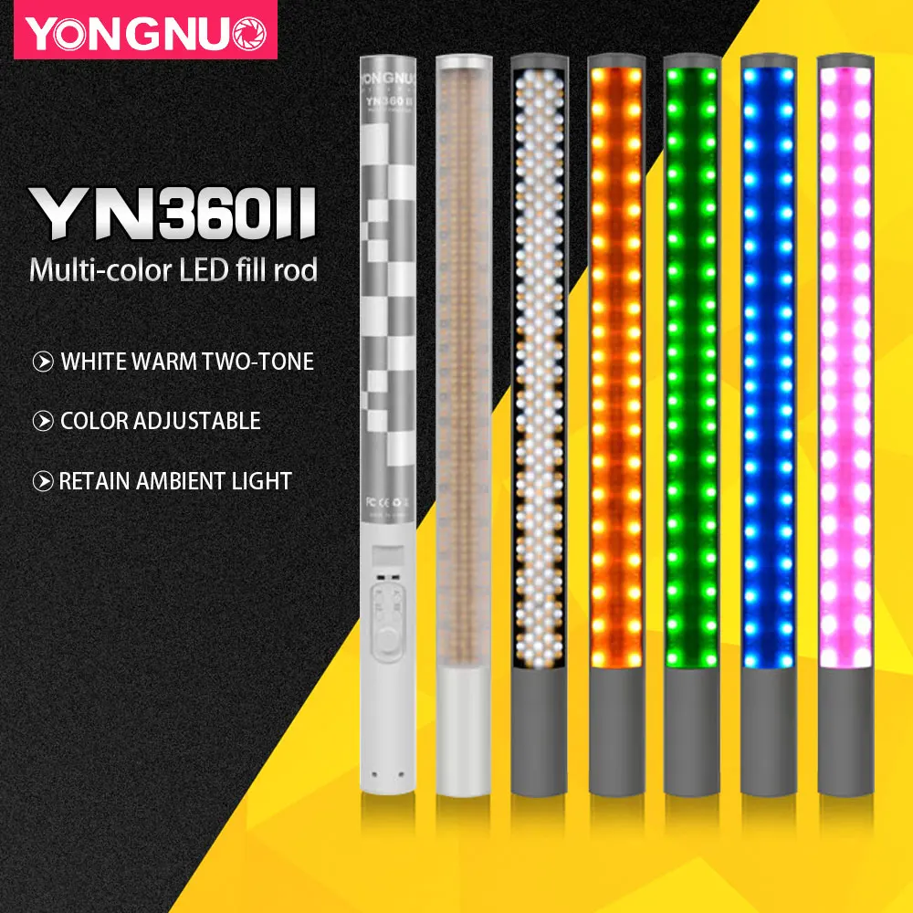 Yongnuo YN360 YN360 II ручной светодиодный светильник со льдом встроенный аккумулятор 3200k до 5500k RGB красочный светодиодный контроль с помощью приложения для телефона
