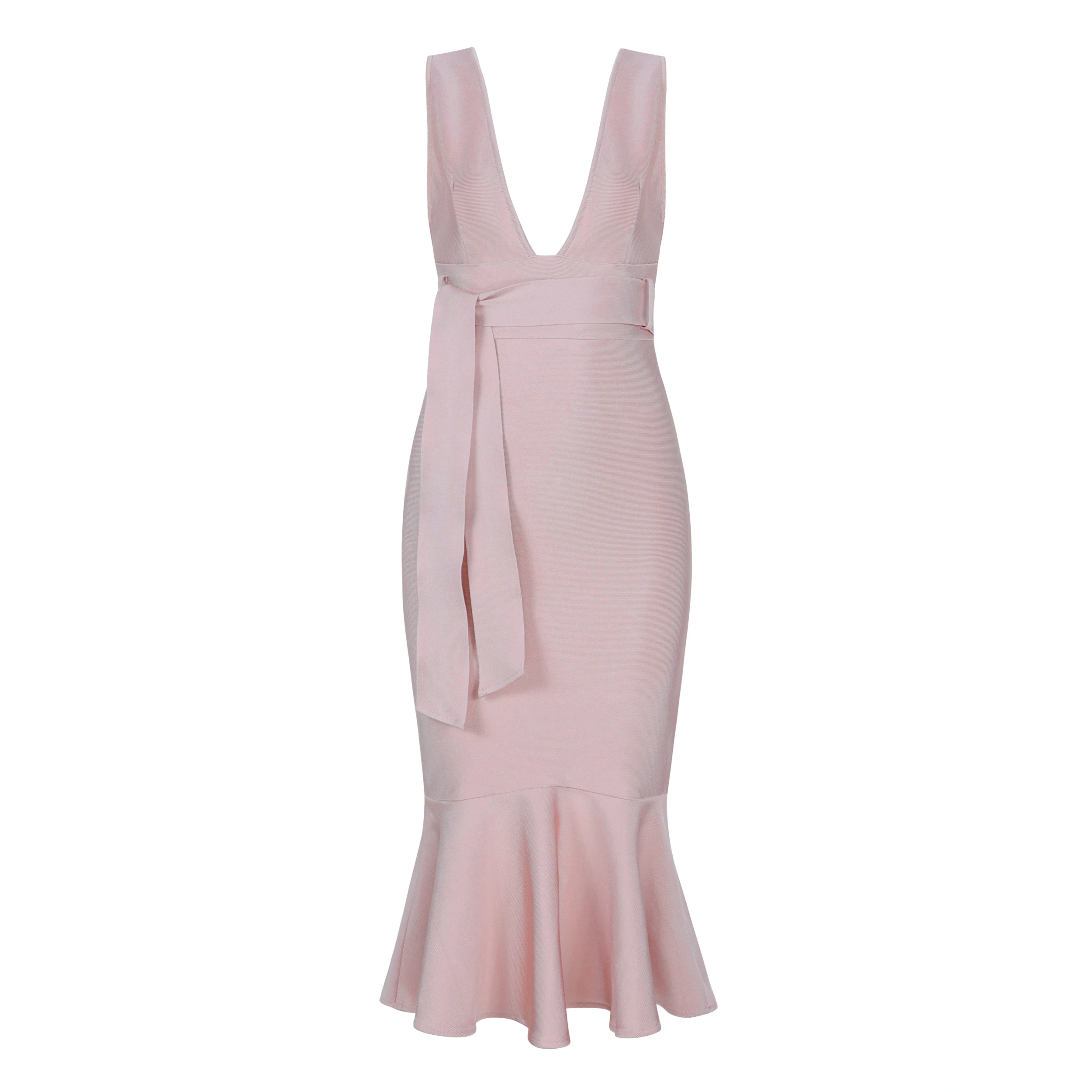 New Bandage Dress Autumn Winter Sexy Women Dresses Mermaid V-Neck Elegant High Quality Party Vestidos Sexy Club Night Midi Dress