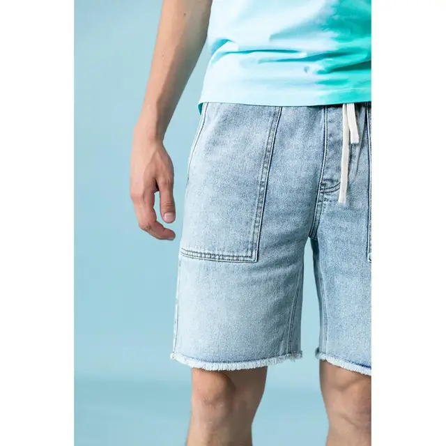 Summer denim shorts with raw hem