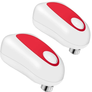 

2 Piece Electric Can Opener Smooth Felt Edge Automatic Kitchen Can Opener,Easy to Open Can,Red + White