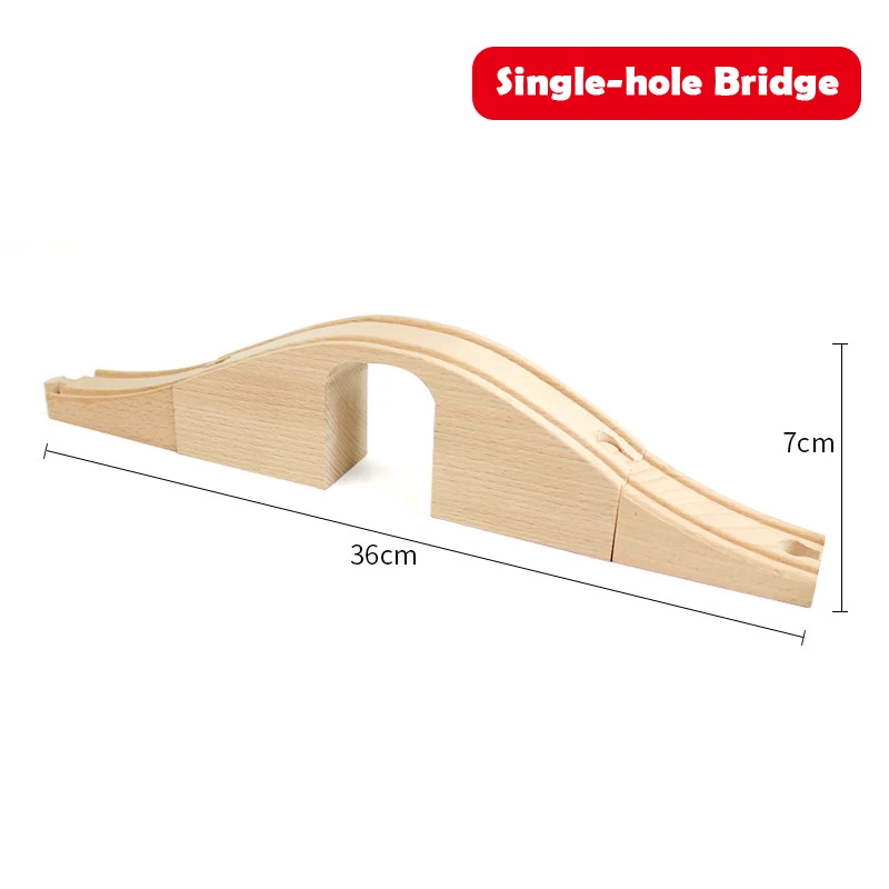 Wooden Track Railway Accessories Bridge Train Station Tunnel Cross Compatible All Brands Wood Track Educational Toys for Kids 16