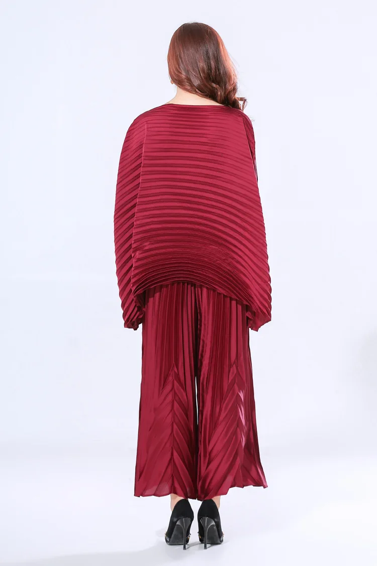 MIYAKE pleat костюм плиссированная серия Удобная блестящая ткань плиссированная рубашка+ Слаксы