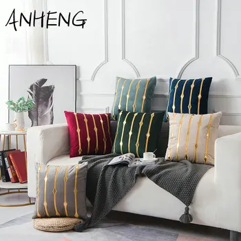

Nordic Style Gilded Cushion Cover Velvet Pillow Case Multicolor Home Decorative Pillows Cover for Sofa Car