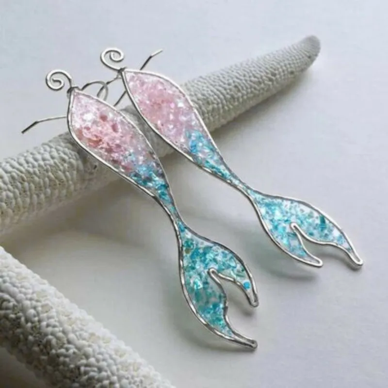 Candy-color Unique Mermaid Tail Pendant Hook Earring Women Jewelry Party Wedding Good Gift