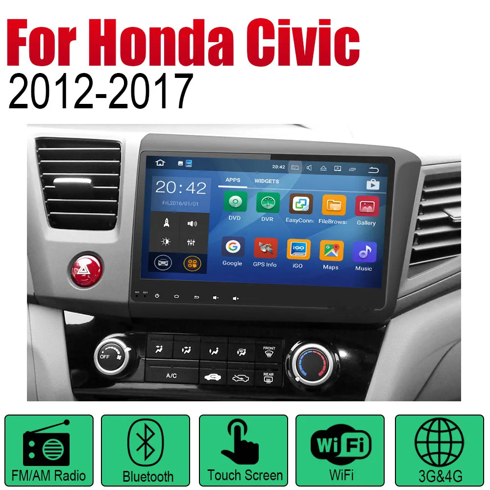 Автомагнитола ZaiXi 2 Din Android Автомобильный плеер для Honda Civic 2012~ gps Навигация BT Wifi карта мультимедийная система стерео - Цвет: Standard machine