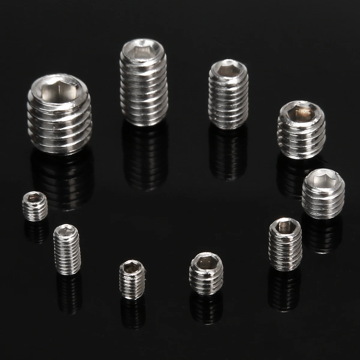 

220Pcs M3 M4 M5 M6 M8 Allen Head Socket Hex Fastening Hex Socket Screw Grub Screw Assortment kit Stainless Steel Metalworking