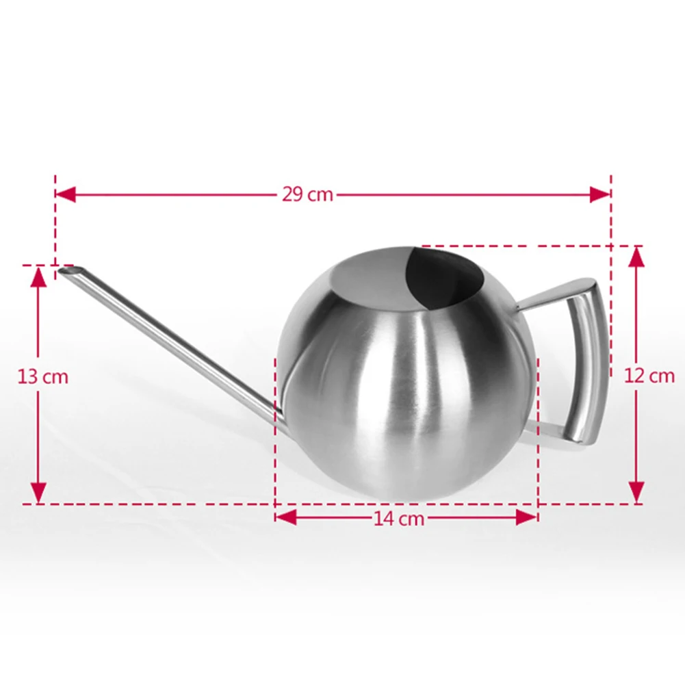 1000ml Stainless Steel Kettle Large Capacity Rustproof Anti Scratch Sprinkling Pot House Plants Long Narrow Spout Watering Can