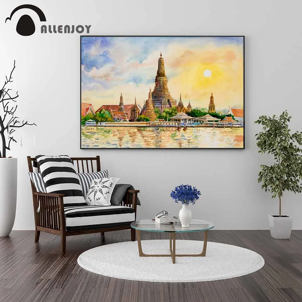 

Allenjoy Thailand Wall Pictures Bangkok Famous Attractions Lakes Oil Paintings Watercolor Cities Abstract Landscape Poster Mural