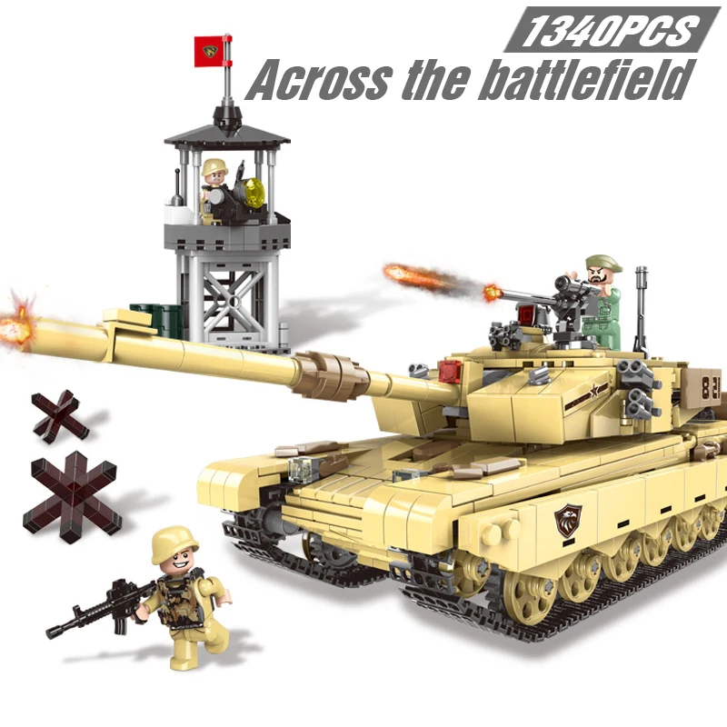 

1340PCS Military Chinese Type 99 Tank Building Blocks Legoing Technic Tank World WW2 Police Soldier Weapon Bricks Toys for Kids