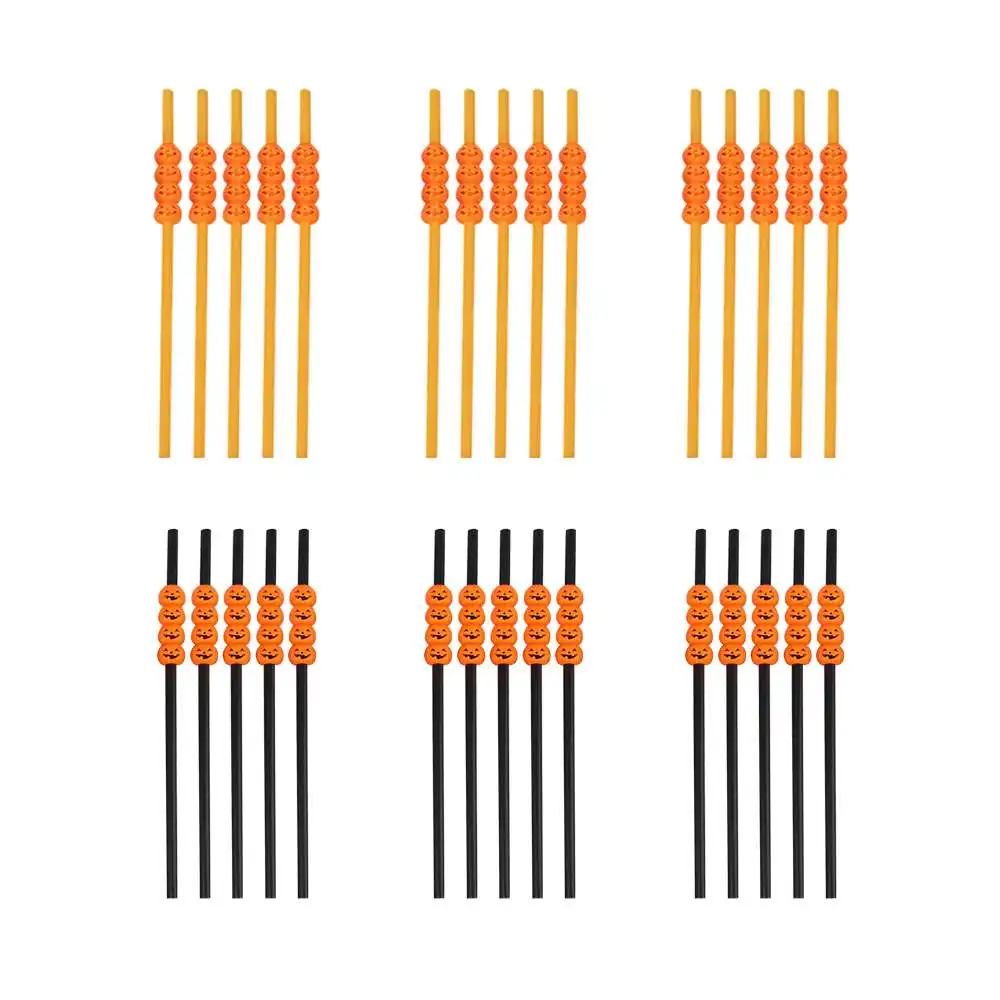 30pcs Halloween Plastic Straws Pumpkin Straw Ghost Decoration Drinking Tool | Дом и сад