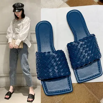 

2020 New Brand Design Women Slipper Weave Fabric Women Summer Beach Slides Outdoor Flip Flops Open Toe Flat Slipper