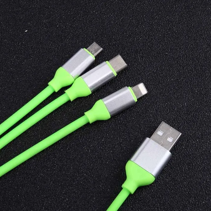 3 в 1 1,2 м СВЕТОДИОДНЫЙ модуль панели управления usb type-C для зарядки Lightning кабели для iPhone samsung Xiaomi VDX99