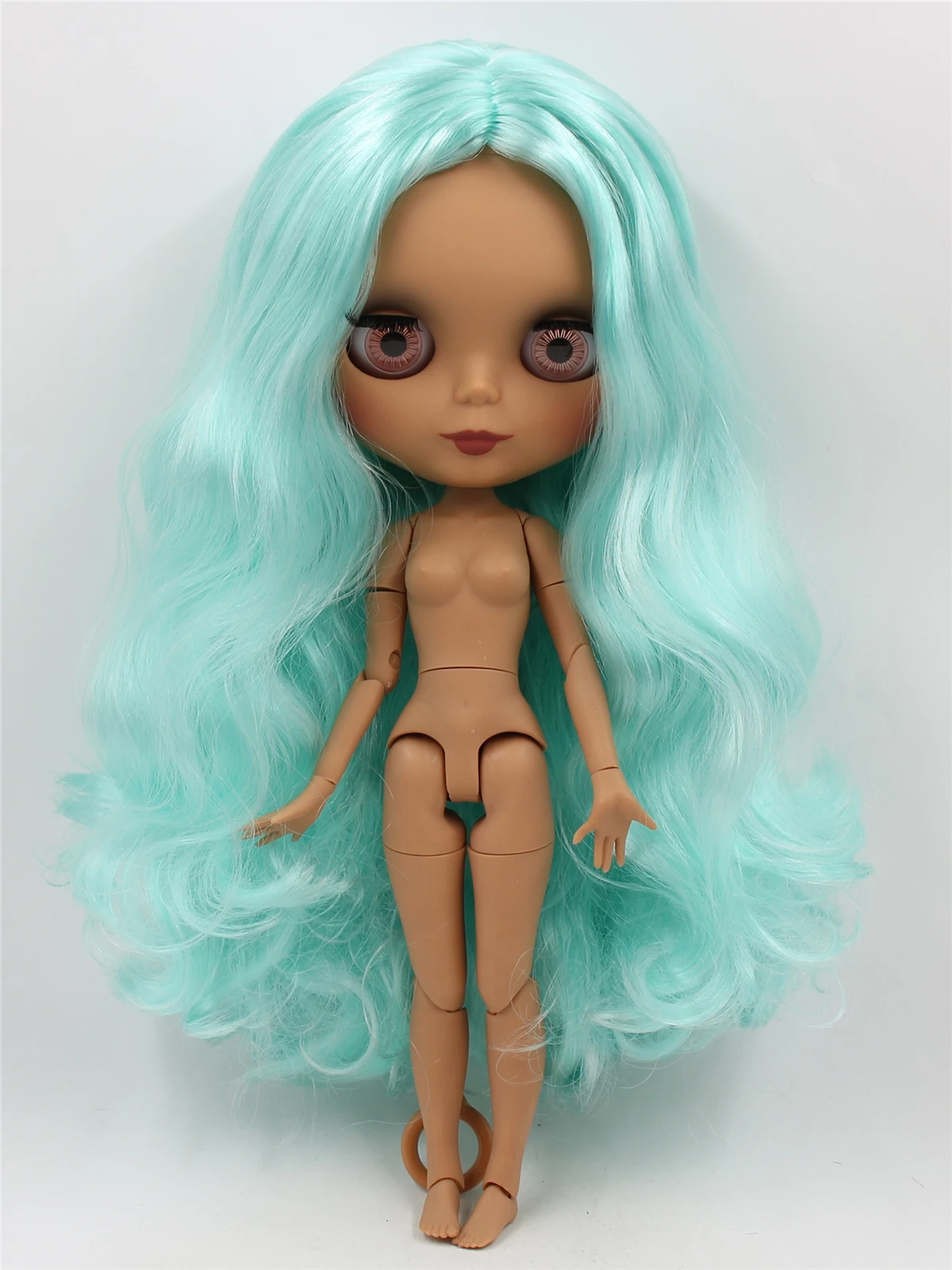 Neo Blythe Doll with Green Hair, Dark Skin, Matte Cute Face & Custom Jointed Body 2