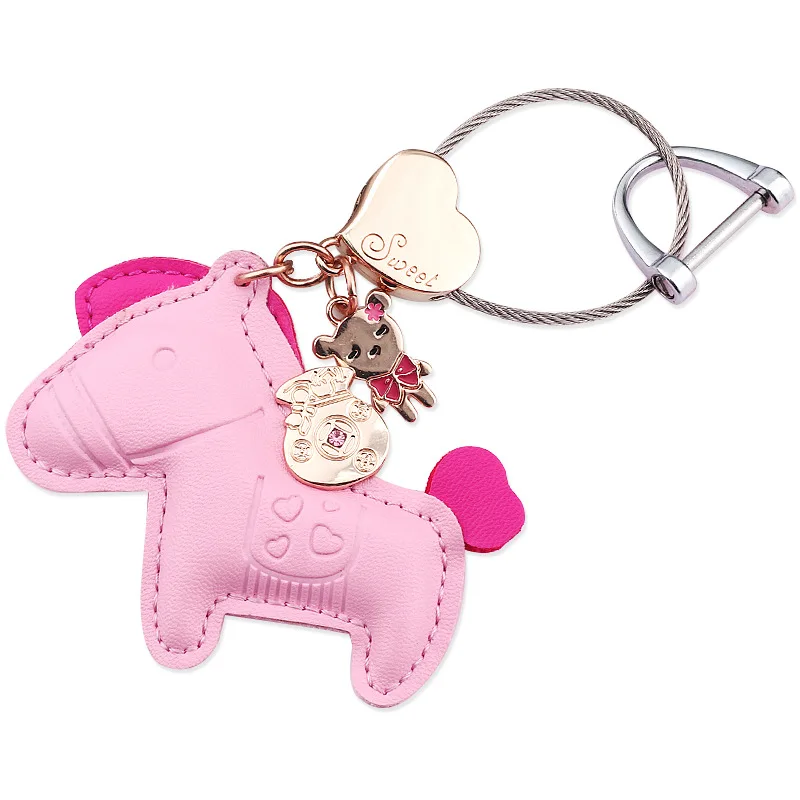 Новая мода пони Пряжка автомобильный брелок креативный подарок милый маленький брелок лошадь авто аксессуары для мужчин и женщин - Название цвета: pink