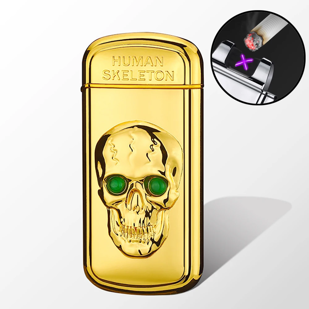 Skeleton Shaking Ignite Dual Arc Cigarette Lighter USB Rechargeable Electronic Plasma Arc Lighter 3D Carving Horse Eagle Gadgets