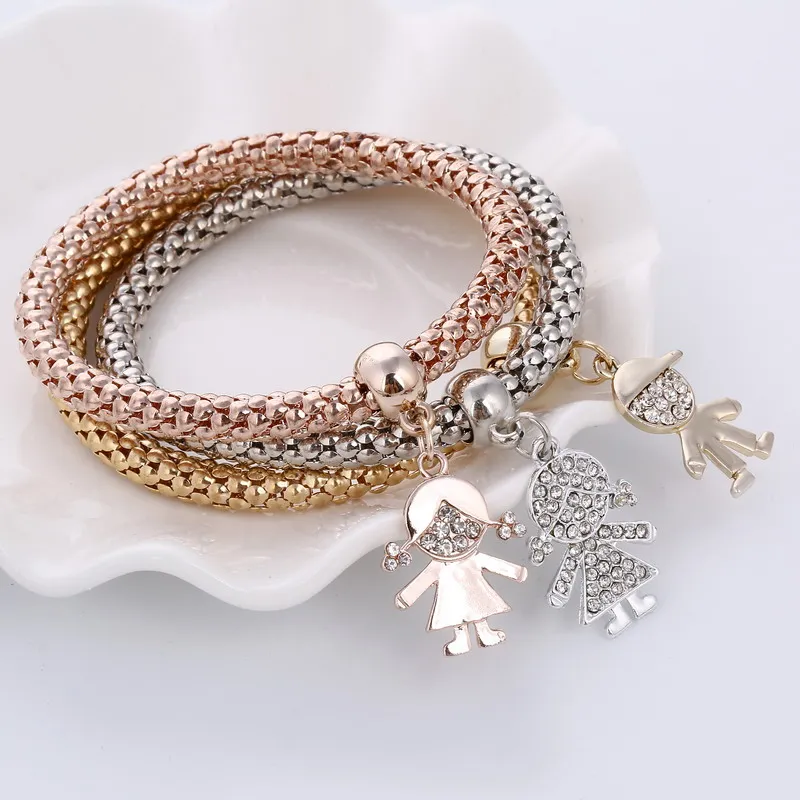 Pulsera de búho de cristal para mujer, pulseras de amuleto de corazón para niño y niña, joyería femenina, regalo, precio increíble, 3 uds.