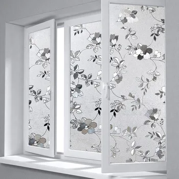 

Nuelife Static-Free Sun-Proof Balcony Kitchen 3D Rose Flower Pattern Glass Film Privacy Window Film Window PVC Sticker