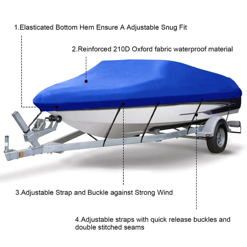 11-22ft Trailerable 210D Чехлы для лодок водонепроницаемый серый Солнцезащитный УФ-протектор сверхмощный катер для катания на лодке покрытие для рыбалки лыжный D45