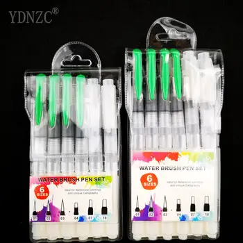 

YDNZC Portable Marker Pen Travel Painting Soft Watercolor Brush 6 Style Writing Set for Beginner Painting Drawing Art Supplies