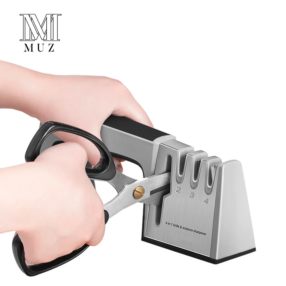 Professional Scissors 4 in 1 Knife Sharpener Stages Whetstone Grinder Tungsten Ceramic Diamond Kitchen Sharpening Tools | Дом и сад