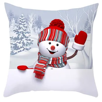 

Christmas Sofa Pillow Case 3D Cute Snowman Cushion Cover Pillowcase Polyester Sofa Pillowcover Home Christmas Decor