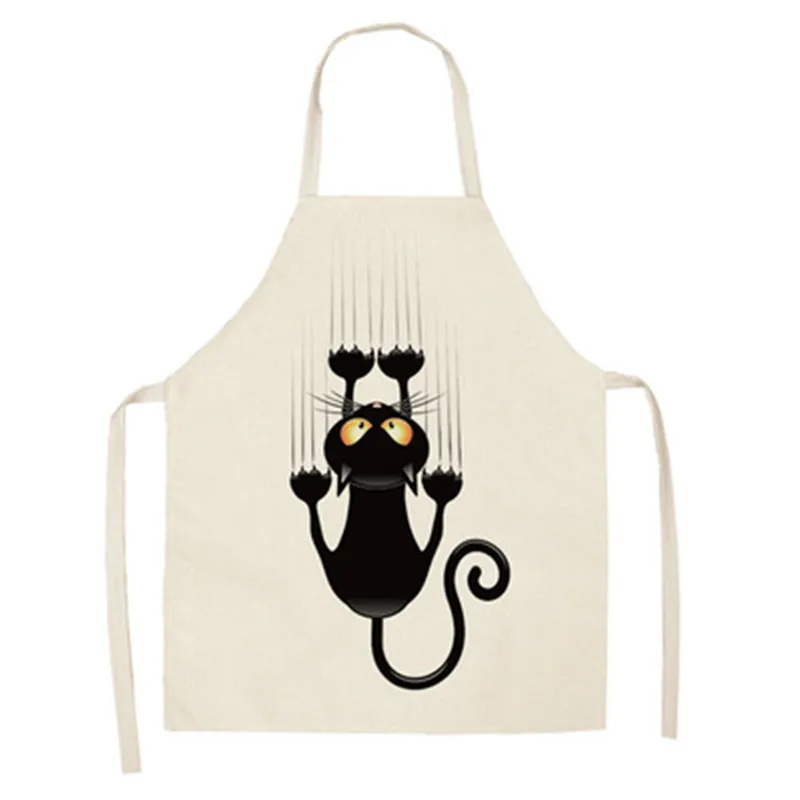 Cartoon Cat printing Apron Cotton and linen Creative Antifouling modern Simple living room clean kitchen Cooking oil-proof apron | Дом и сад