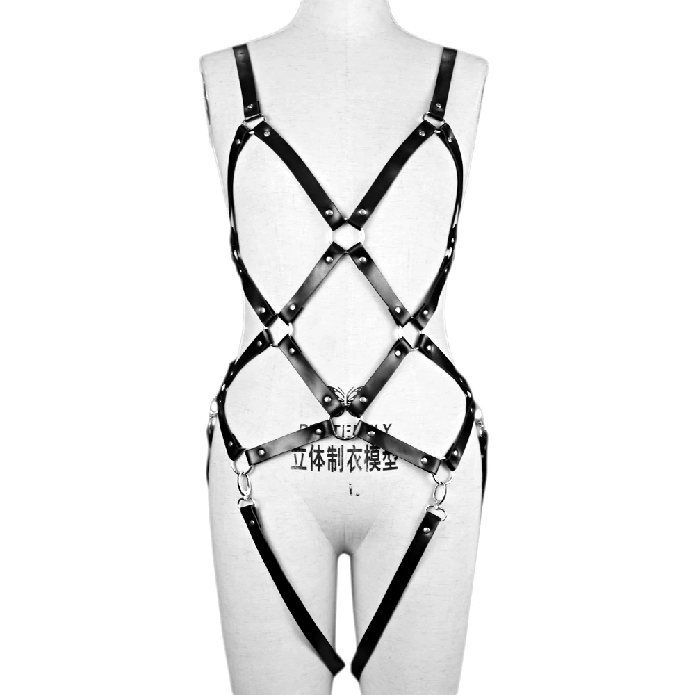 Leather Harness Women Set Sexy Bodysuit Cage Gothic Body Bondage Lingerie Suit Fancy Underwear Pastel Goth Rave Clothes Fetish