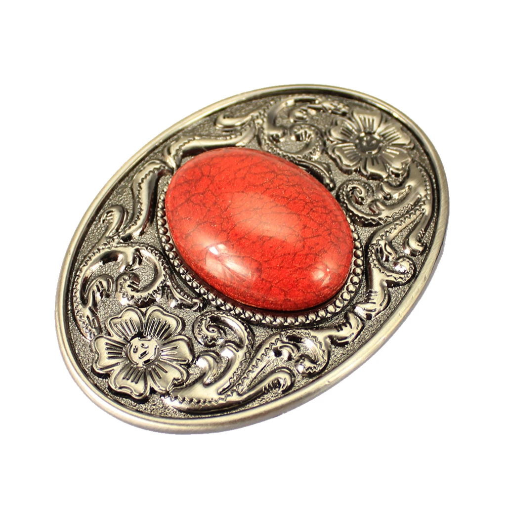 Vintage Boho Hippie Style Belt Buckle Mens Gifts with Gemstone Accessories for Leather Belt - Цвет: Najran Red