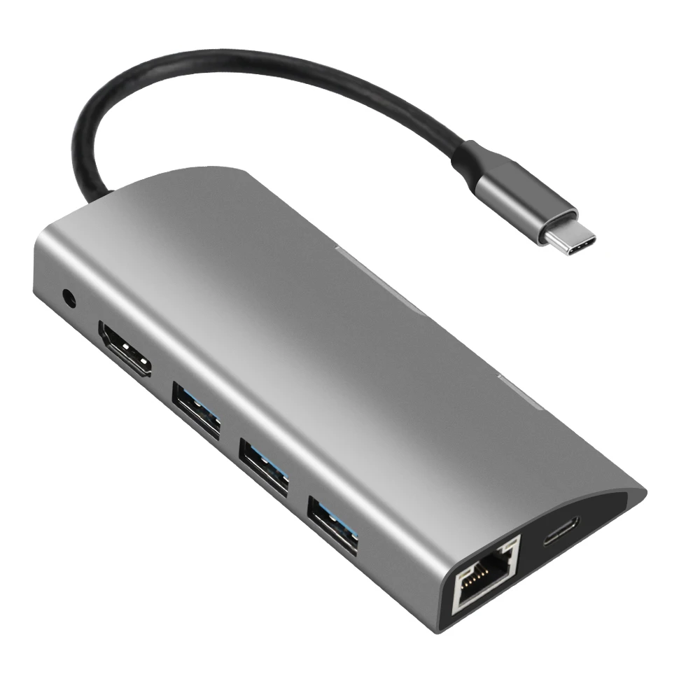 DeepFox 9 в 1 USB C концентратор для Мульти USB 3,0 HDMI RJ45 аудио разъем SD карта адаптер концентратор для MacBook Pro аксессуары с PD