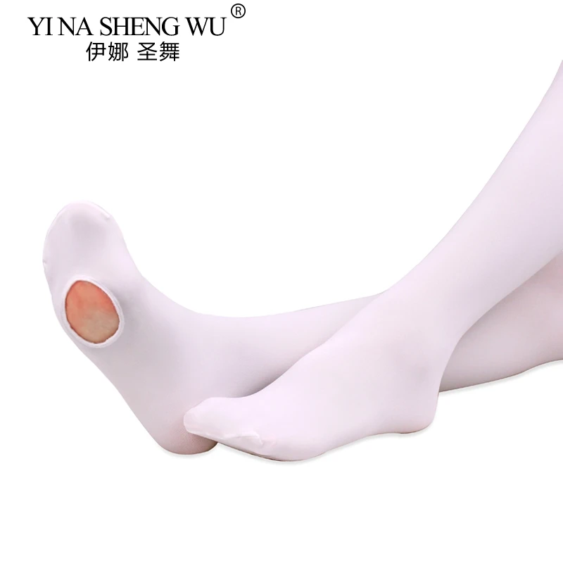 Ballet Pantyhose 60D Convertible Microfiber Dance Stockings With Hole Girls Adult Women White